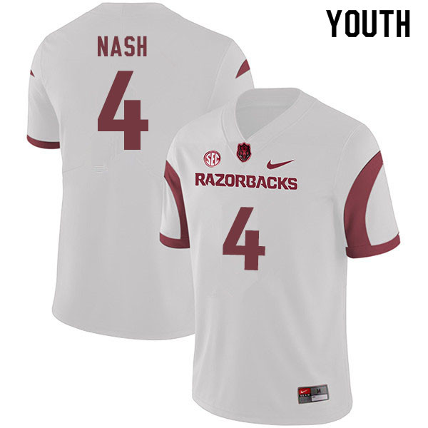 Youth #4 Shamar Nash Arkansas Razorbacks College Football Jerseys Sale-White